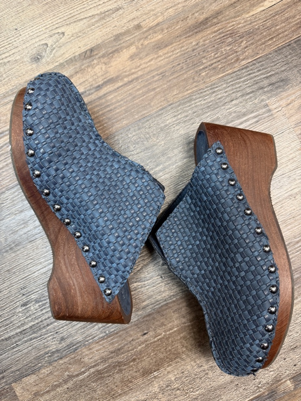Anthropologie Kelsi Dagger Brooklyn Boulder Navy Heeled Mules Shoe Size 7 - Picture 5 of 9